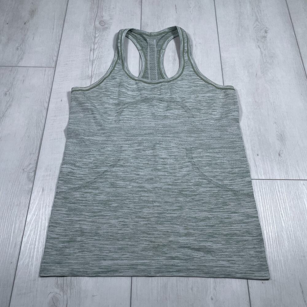 Lululemon 10 Swiftly Tech Tank Top Racerback Heather Desert Olive Green Workout